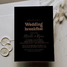 Svart Guld Klassisk Minimal Bröllopsfrukost Inbjudningar