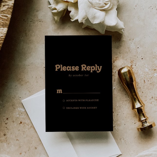 Svart Guld Klassisk Minimal RSVP OSA Kort (Skapare uppladdad)