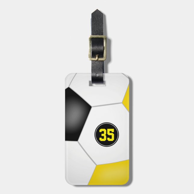 Svart guld-klubb-lag, färg-fotbocksäck bagagebricka (Vertikal Framsida)