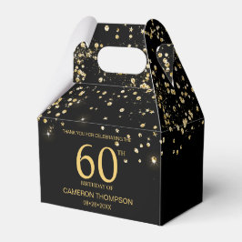 Svart Guld Konfetti 60-års födelsedag Elegant anpa Presentaskar