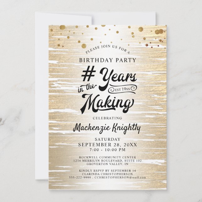 Svart Guld-konfetti-år i SKAPAR Inbjudningar (Framsida)