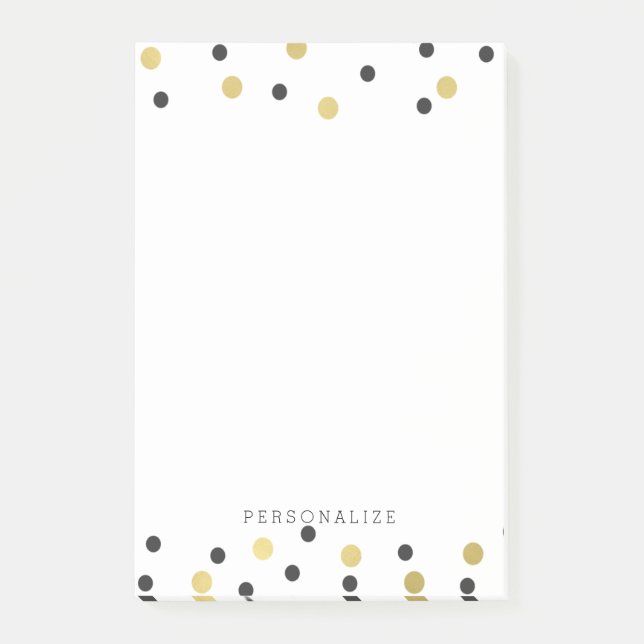 Svart guld- konfettiar post-it block (Framsida)