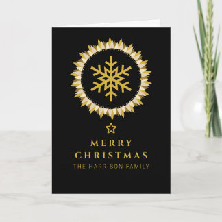 Svart Guld Krans Snöflinga Jul Foto Helgkort