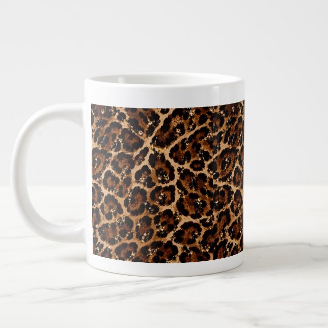 Svart & Guld Kristall Tiger Mönster Jumbo Mugg (Vänster)