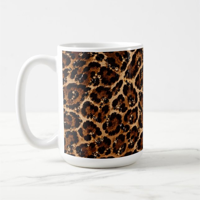 Svart & Guld Kristall Tiger Mönster Kaffemugg (Vänster)