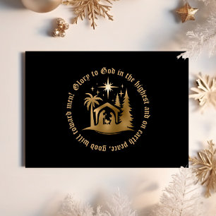 Svart Guld Kristet Julfirande Fotokort Julkort