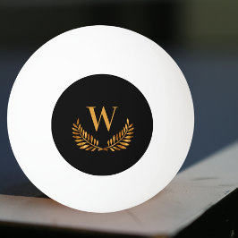 Svart guld-lagerutandningsmonogram pingisboll