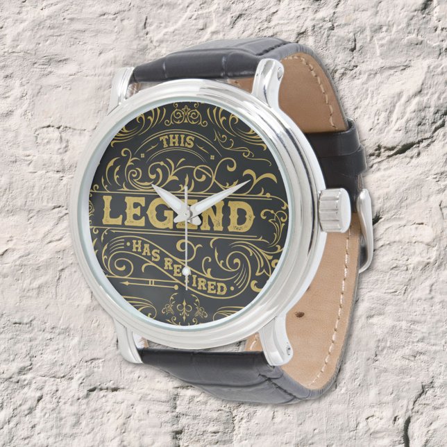 Svart Guld Legend Pensionär Armbandsur (Close up)