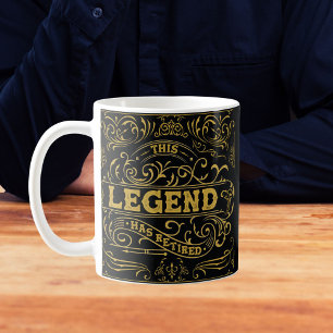 Svart Guld Legend Pensionering Vintage Kaffemugg