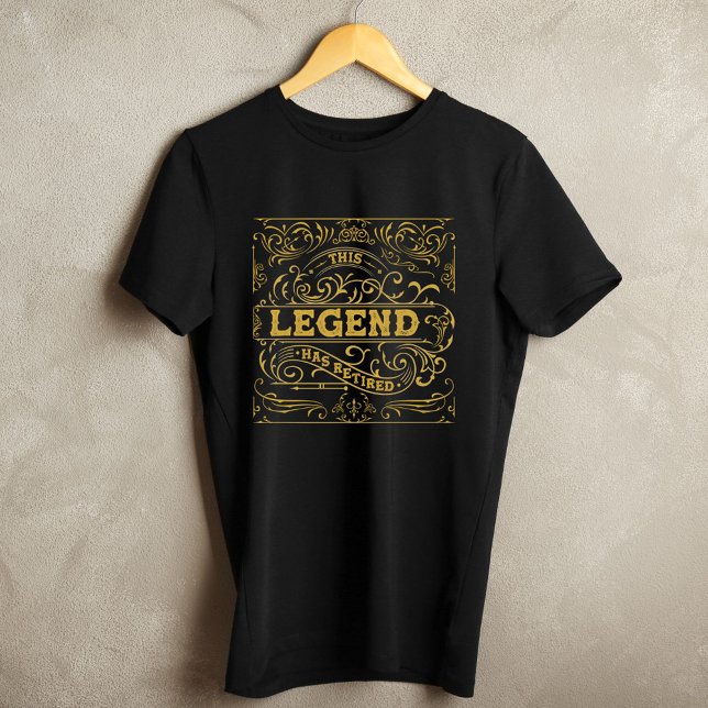 Svart Guld Legend Pensionering Vintage T Shirt (Front)