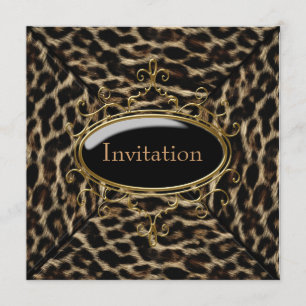 Svart Guld Leopard Fest Inbjudningar
