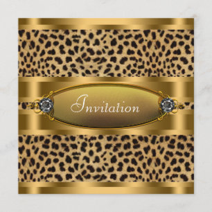 Svart Guld Leopard Festinladan Inbjudningar