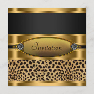 Svart Guld Leopard Festinladan Inbjudningar