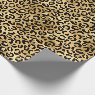 Svart Guld Leopard Gepard Djurtryck Presentpapper