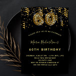 Svart guld leopard mönster konetti inbjudningar<br><div class="desc">En modern,  snyggt och glamorös inbjudan till en 60:e födelsedagsfest. En svart bakgrund,  dekorerad med konfetti. Namn är skrivet med ett modernt handskript i stil. Anpassa och lägg till information om party. Nummer 60 är skriven med trendiget ballong stil,  leopard mönster.</div>