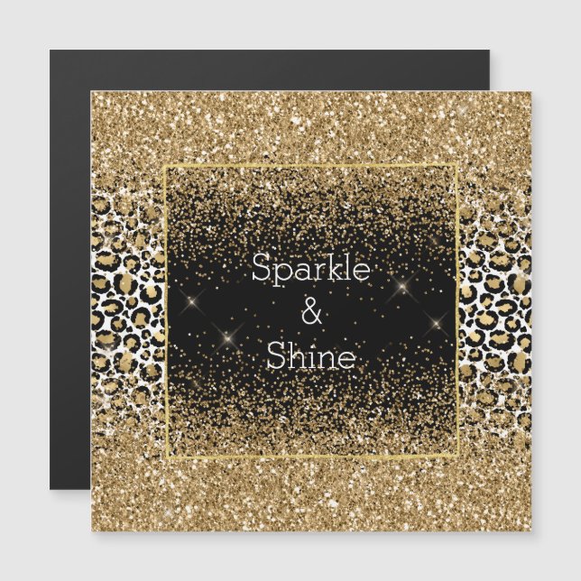 Svart Guld Leopard Skriv ut Glitzy (Fram/baksida)