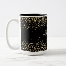 Svart guld leopardtryck glitteröverdrag Monogram