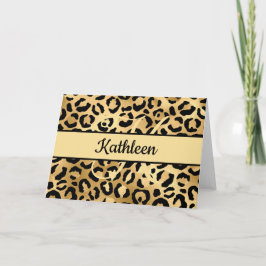 Svart Guld Leopardyck Monogramm Julkort Kort