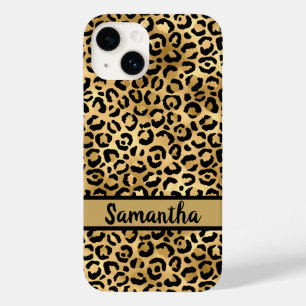 Svart Guld Leopardyck Tryck Monogram
