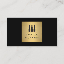 Svart/Guld Lipstick Trio Logotyp för Makeup Artist Visitkort