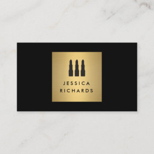 Svart/Guld Lipstick Trio Logotyp för Makeup Artist Visitkort