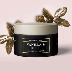 Svart & Guld Lux Body Butter Burk Ingredients Labe Vattenflaska Etikett
