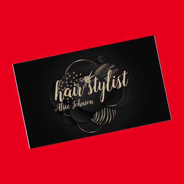 Svart guld lyxsalong, elegant, professionell, hårs visitkort (Skapare uppladdad)