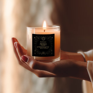 Svart Guld Magic Apothecary Candle-etikett Fyrkantigt Klistermärke