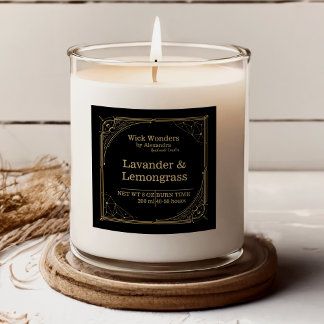 Svart Guld Magic Apothecary Candle-etikett Fyrkantigt Klistermärke