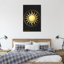 Svart Guld Måne Sol Boho Canvas Väggkonst Dekor