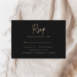 Svart Guld Mäns Födelsedags RSVP-kort, Måltidsval OSA Kort