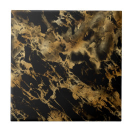 Svart Guld Marmor Agat Trendig Chic Kakelplatta
