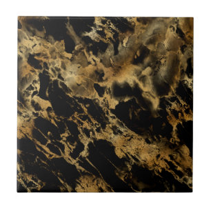 Svart Guld Marmor Agat Trendig Chic Kakelplatta
