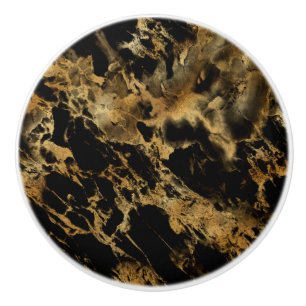 Svart Guld Marmor Agat Trendig Chic Modern Knopp