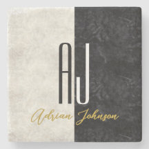 Svart Guld Marmor Monogram