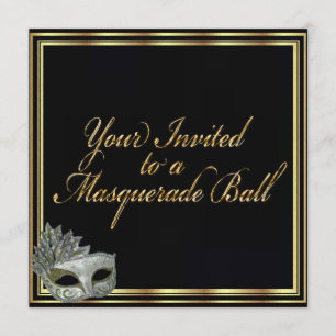 Svart Guld Maskeradbal Invitation Samling Inbjudningar
