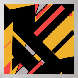 Svart Guld med Red Grått MCM-liknande diagonal des Poster