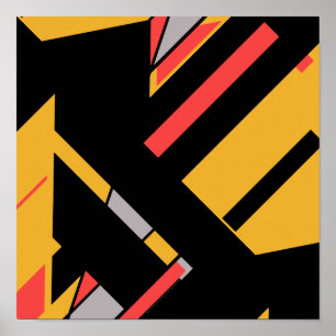 Svart Guld med Red Grått MCM-liknande diagonal des Poster