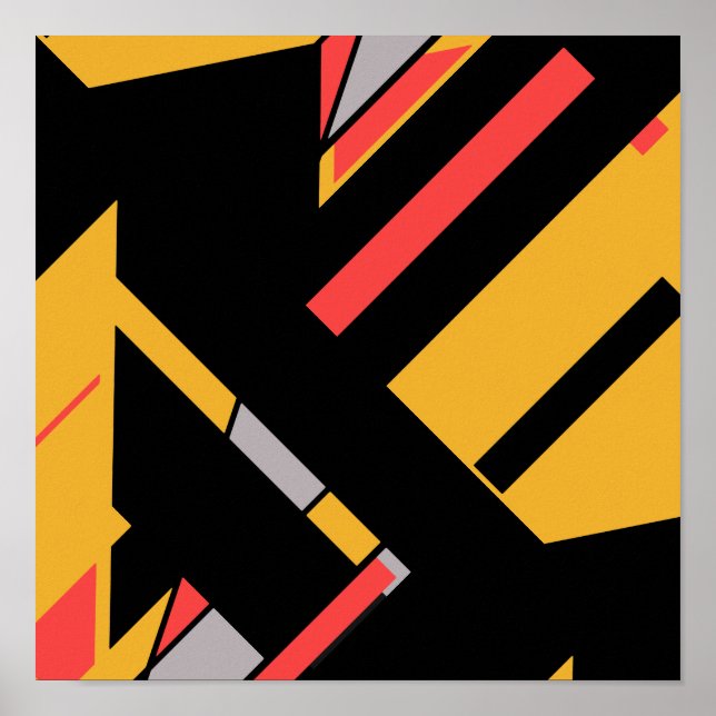 Svart Guld med Red Grått MCM-liknande diagonal des Poster (Framsidan)