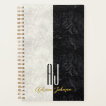 Svart Guld Mermorsk Monogram Planerar Journal