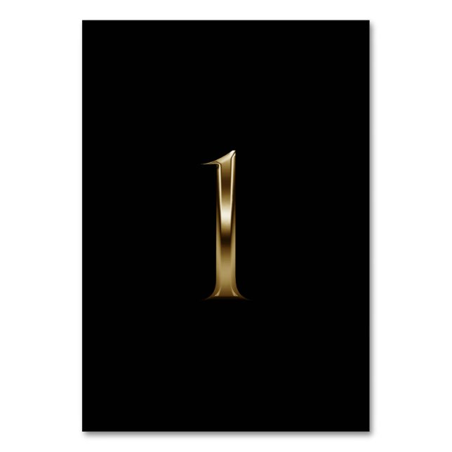 Svart guld metallisk look nummer 1 bordsnummer (Framsidan)