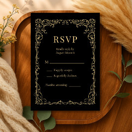 Svart Guld Minimalistisk Bröllops-RSVP OSA Kort