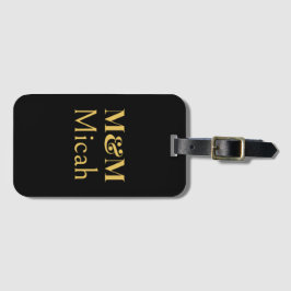 Svart Guld Minimalistisk Monogram Modern Lyx Bagagebricka