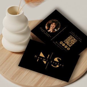 Svart/Guld - minimalistiskt QR-kodfoto för QR-Prof Visitkort