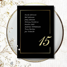 Svart Guld-minimalt fet skripttypografi Bröllop Bordsnummer