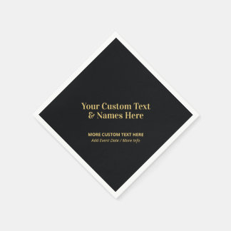 Svart & Guld Modern Anpassad Personlig Text Party Pappersservett