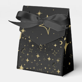 Svart & Guld Modern Celestial Månstjärnor Bröllop Presentaskar