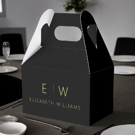 Svart Guld Modern Minimalist Monogram Namn Presentaskar