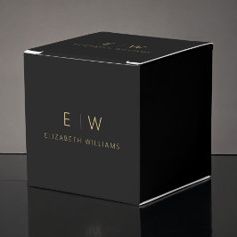 Svart Guld Modern Minimalist Monogramnamn Presentaskar