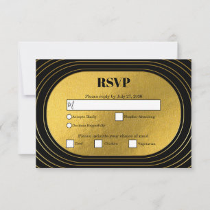 Svart & Guld Modern Minimalistisk Båge Bröllop OSA Kort